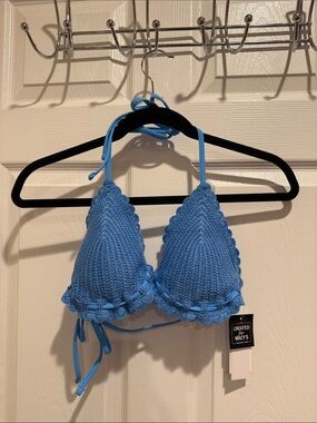 Salt + Cove Blue Crochet Triangle Bikini Top